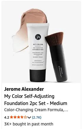 Jerome Alexander My Color self-adjusting foundation Amazon listing card