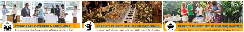 A+ lifestyle module – Chafing Buffet Dish Set · catering, weddings, BBQ